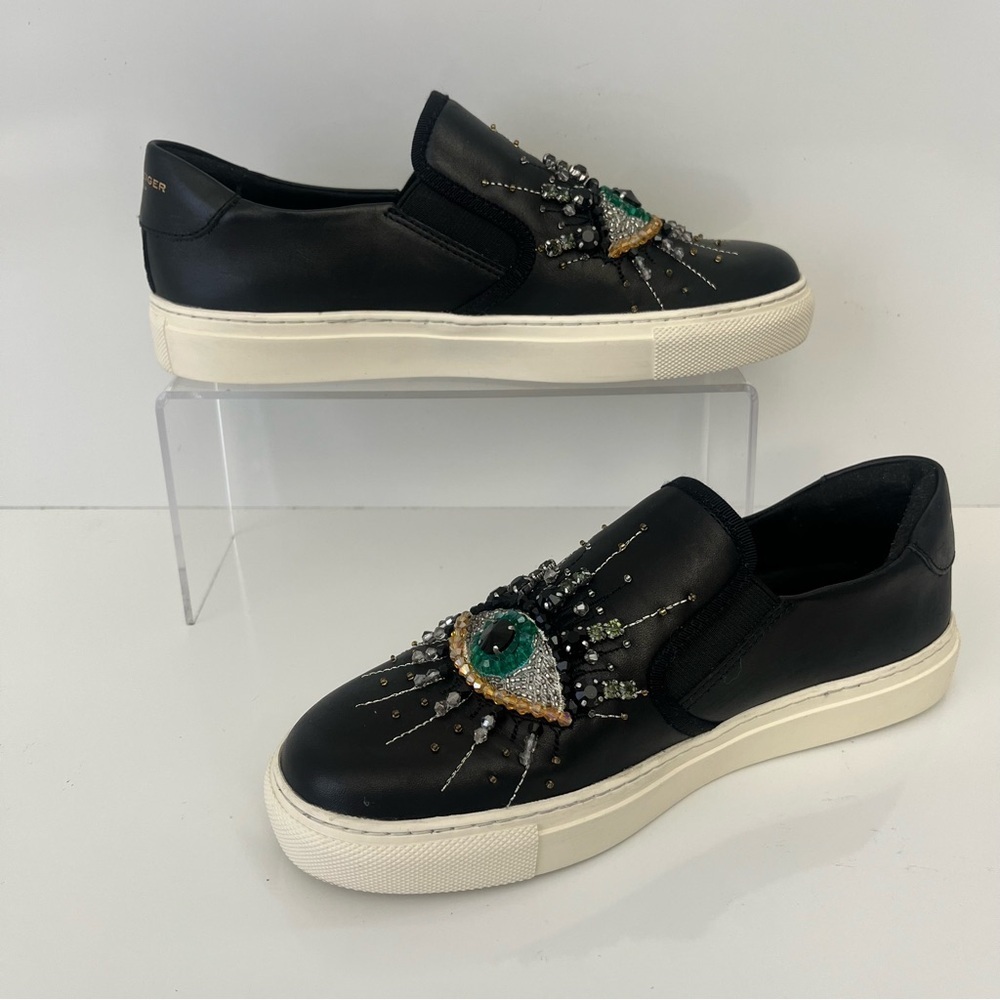 Kurt Geiger London Evil Eye Black Leather Slip On Sneakers EU 35 US 5 - Picture 4 of 13